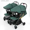 Passeggini # Twins Passeggino con seggiolino auto 0-3 anni passeggino leggero 3in1 quattro ruote Ammortizzatore pieghevole per Due bambini L240319