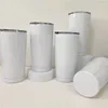 Tumblers 20 Unzen Sublimation Kaffeetassen mit versiegelten Deckeln Auto Tasse weiß leer tragbare Edelstahl isolierte Wasserflasche Geschenk für Mann