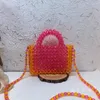 Totes Handmade Beaded Woven Acrylic Handbag Colored Edge Binding Women's Small Square Bags Fashionable Versatile Crossbody Bag