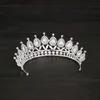 Tiara's Strass Kristallen Kroon Zilver Kleur Tiara Bruiloft Kroon Hoofdband Bruidshaaraccessoires Feest Prinses Kroon Bruidskroon Y240319