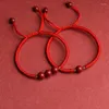 Strand Traditionell kinesisk röd armband Justerbart flätat rep Bangle Pärlad Wrist Chain Handvävd Pararmband smycken
