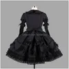 Theme Costume Customized Classic Black Cotton Lolita Dresses Long Sleeve With Removable Layered Cosplay For Girl Drop Delivery Appar Dhqrt