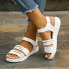 Sandalen Vrouwen Gevlochten Enkelbandje Zomer Gesp Wedge Strand Outdoor Antislip Dikke Bodem Wandelen Romeinse Schoenen De Mujer