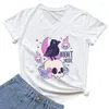 Women's T Shirts Short Sleeve Halloween 90s Style Clothing Funny Skull Graphic Fashion Summer Y2K Top Harajuku Tshirt