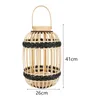 Castiçais de bambu lanterna rústica mão tecida decorativa para pátio de mesa de corredor