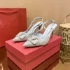 Luxus Fashion Design V Home Frühlings- und Sommer Neue Baotou Diamond High Heels Socialite French nach leerem Wortschnalle dünne Sandalen für Frauen