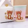 Party Decoration 1set Cartoon Bear Cake Toppers Cute Paper Tags Straws For Kids Happy Birthday Decorations DIY Gifts Packaging Supply