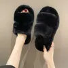 HBP Non-Brand Winter Keep Warm Women Fur Furry Slippers for Home Fluffy Soft Indoor Slides Thick Flats Heel Non Slip Indoor House Shoes