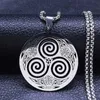 Fashion Design Pendant Necklaces Temu Stainless Steel Magic Viking Vortex Necklace Silver Indicator Necklace Jewelry Accessories