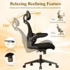SUNNOW Ergonomic Mesh Office Chair, High Back Desk Chair with Adjustable Lumbar Support, Flip-up Arm, Headrest, Swivel Rolling Wheel, Big and Tall Comfy