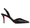 Mid heels sandal Women summer pumps Apostropha Slingback 80mm heels black nappa leather Pointed toe sexy lady wedding dress shoes