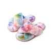 HBP Non-Merk Ouder-kind Modieuze Gezellige Pluche Slides Platte Huis Indoor Cross Pluche Slippers Vrouwen Nepbont Pluizige Slippers