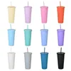 زجاجات المياه 22 أوقية 12 ألوان أكريليك قابلة لإعادة الاستخدام كوب القش المحمولة مكبرة عصير القهوة مزدوج الجدار مع الأغطية