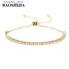 Bracelets de charme BAOSHIJIA Solide 18k Or Jaune Mode Eternity Diamants Femmes Bijoux Fiançailles 1 Délicate Longueur Réglable L240319