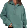Lu Spring and autumn designer yoga suit diving cap semi-zippered women's sweatshirt loose sports jacket Fez jacket sweatshirt 2024