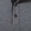 Mode gaufré coton t-shirt hommes 2023 automne coupe ajustée à manches longues Henley t-shirt Streetwear décontracté couleur unie t-shirt 240308