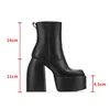 Stiefel PU-Leder Overknee Damen Punkschuhe Plattform High-Heel Chunky Motorrad Schwarz Herbst Mittelkalb Winter