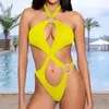 Maillots de bain pour femmes élégant couleur unie une pièce maillots de bain élégant haut découpé maillot de bain sexy licou creux bikini pour les femmes