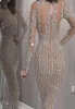 Gorgeous Long Sleeves High Neck Mermaid Evening Gowns See Through Lace Formal Prom Dresses Arabic Celebrity Gowns CG0019404505