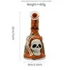 1pc, 7 pollici, decorazioni festive che si illuminano al buio, oggetto da fumo in vetro con teschio fantasma in argilla polimerica, vetro per tabacco, bong in vetro borosilicato, accessori per fumatori, narghilè in vetro