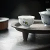 Koppar tefat 2 st/set handmålad tusensköna keramisk teap japansk kronblad hög fot kopp smakande te mugg mästare chazhan kung fu teaset 40 ml