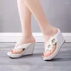 Chaussures de robe grande taille fleur pente talon sandales plage pantoufles à chevrons souhait de femme vente rapide yama