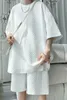 2024 Mężczyźni Set moda Summer luźne kreski szorty Wysokiej jakości koreańskie luksusowe ubranie solidne kolory krótkie zestawy 240315