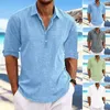 Men's Casual Shirts Men Long Sleeve Shirt Stylish Summer With Turn-down Collar Loose Fit Soft Breathable Fabric Top For Comfort