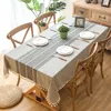 Table Cloth Waterproof Nordic Imitation Cotton Linen Embroidered Tassel Tablecloth Lace Geometric Rectangle Dining Cover