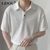 Summer Men Solid Color Tops Corean Style Button Shirt Shirts Fashion Casual Welse Bolo Shirts Abbigliamento da uomo 240312