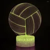 Luzes da noite 3d ilusão voleibol luz esportes lâmpada de mesa crianças quarto decoração presentes criativos para aniversário natal