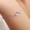 Brazalete Romántico Plata Prueba 925 Pulsera para Mujer Anillo de Bodas Promesa Accesorios de Fiesta Forma de Corazón Pulsera de Piedra de Zirconia 240319