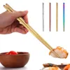 Chopsticks 1-10 st kinesiska för sushi icke-halkpinnar rostfritt stål hackar återanvändbart köksborest