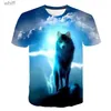 T-shirts Kids Boys T-shirt Baby Short Sleeve Animal Wolf Tops Children Summer Print 3D Sweatshirt 1-14 Years Boy Girl Cool Wolf T ShirtsC24319