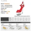 Kleid Schuhe Frauen Sandalen 2021 Neue Sexy High Heels Sommer Transparente Kristall Plattform Modell Flamme Modellierung Stripper H240325