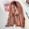 Scarves 2024 Spring And Autumn Cotton Linen Scarf Women's Ethnic Style Shawl Gradient Silk Art