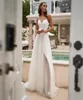 Une ligne robes de soirée en tulle simple robe de noiva dentelle appliques bretelles chérie dos ouvert fente latérale robes de mariée Custom7421156