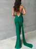 Hugcitar Een schouder backless verstelbare sjaal lus ruches sexy maxi jurk vrouwen elegante Y2K streetwear festival outfit 240313