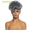 Perruques Joyluck moelleux Turban perruque enveloppement et perruque lié bandeau perruques synthétique enveloppement perruque Afro crépus Culry cheveux perruques