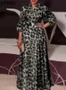 Vestido bohemio de talla grande 5XL VONDA, vestido elegante con estampado de leopardo para mujer, vestido largo holgado con manga acampanada y cuello en V, vestido informal de fiesta 240313