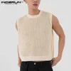 Tanktops voor heren 2023 Tanktops voor heren Mesh uitgehold transparant effen kleur vesten O-hals mouwloos streetwear mode herenkleding S-5XL L24031923