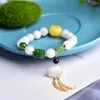 Strand Natuurlijke Tian Witte Steen 10mm Ronde Kraal Armband Met Verscheidenheid Charms Bangle Lucky Voor Vrouwen Veelzijdige Mode-sieraden