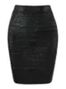 卸売り女性サマースカートセクシーなブラックシルバーゴールド包帯スカートハイストリートデザイナースキニーパーティーミニペンシルスカート45cm 240319