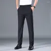 Pantalones para hombres Verano Buen estiramiento Pantalones lisos Hombres Negocios Cintura elástica Coreano Clásico Delgado Negro Gris Azul Marca Traje casual Masculino