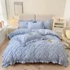 Bettwäsche-Sets, gesteppter Bettbezug im Instagram-Prinzessin-Stil mit weißem, vierteiligem Set aus gewaschenem Bettrock aus reiner Baumwolle