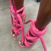 Sandali croce romano romano rosa rosa non brand sandali estivi solidi donne solide di punta quadrata di alta qualità scarpe da festa quotidiane di alta qualità tacchi personalizzati