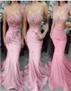 2020 New Pink African Mermaid Bridesmaid Dresses Three Types Sweep Train Long Country Garden Wedding Guest Gowns Maid Of Honor Dre3395654