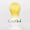 Wigs ccutoo Anime One Piece Cosplay Wigs Sanji Wig Short Straight Golden Heat Resistant Synthetic Hair + Wig Cap