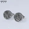 Серьги Shinygem Small Charm 610 мм круглая форма AAA Натуральная кристаллическая куриная серьга шпильки 925 Geode Gem Gem Gem Stone для женской девушки