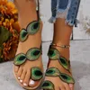 Sandals Yellow Embroidered Faux Flower Fashion Flat Plus Size 43 Summer Outdoor Beach Shoes Travel Mom